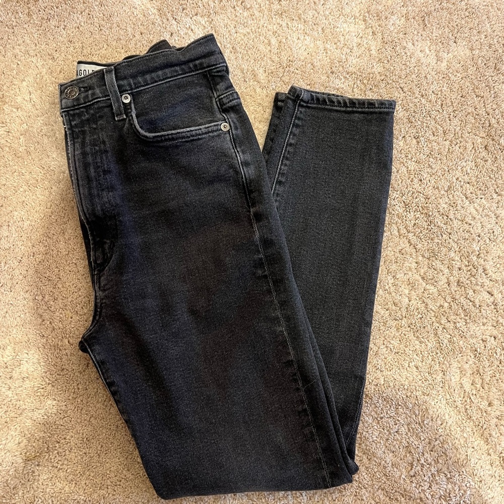 AGOLDE HIGH WAIST SKINNY JEAN FADED BLACK